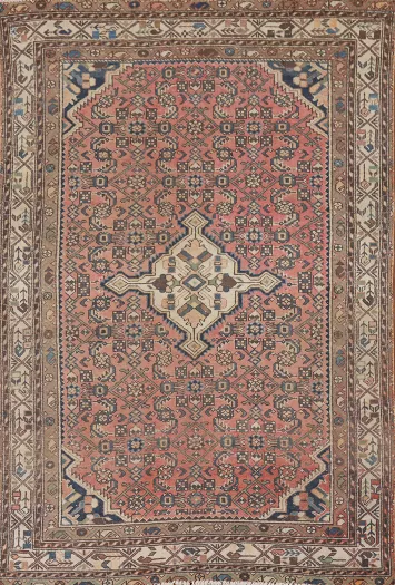 Pink Geometric Hamedan Persian Rug 5x7