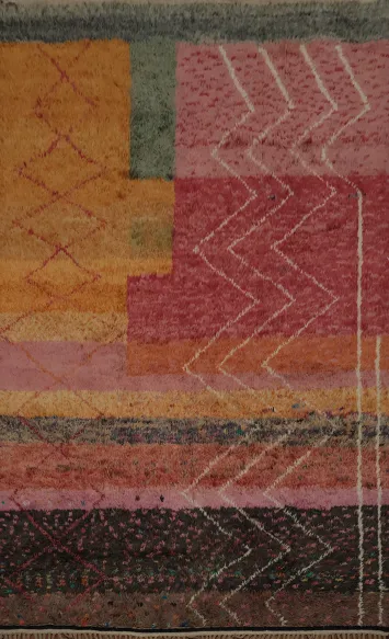Artistic Plush Moroccan Area Rug 9x13 Warm and Bold Color Palette