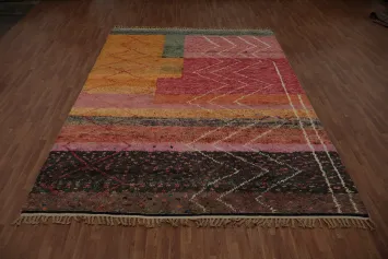 Artistic Plush Moroccan Area Rug 9x13 Warm and Bold Color Palette