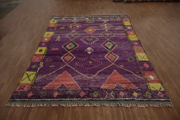Handmade Moroccan Area Rug 9x13 with Vibrant Geometric Motifs