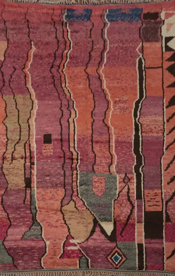 Artistic Moroccan Large Area Rug 9x12 with Dynamic Lines and Shapes