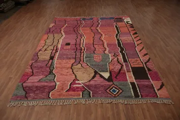 Artistic Moroccan Large Area Rug 9x12 with Dynamic Lines and Shapes