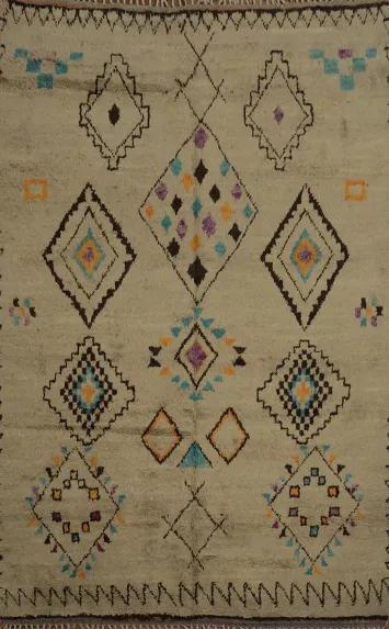 Bohemian Chic Geometric Diamond Motif Moroccan Area Rug 8x11