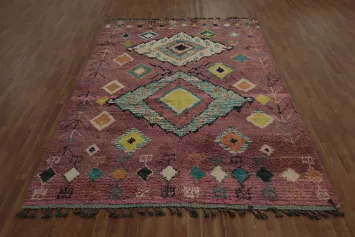 Pink Moroccan Oriental Area Rug 7x11