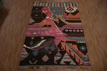 Colorful Handmade Plush Moroccan Area Rug 9x13 for Living Room