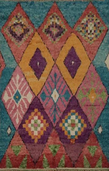 Colorful Trellis Moroccan Handmade Area Rug 8x11