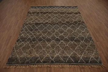 All-Over Brown Moroccan Wool Area Rug 8x11