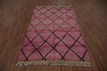 Soft Pink Plush Moroccan Area Rug 5x9 Add Sophisticated Flair to Rooms