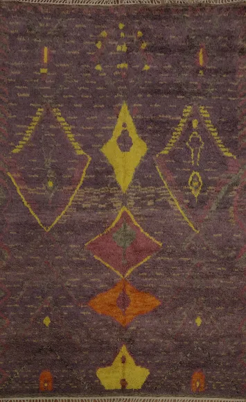 Plush Moroccan Area Rug 9x13 with Intricate Bohemian Geometric Style