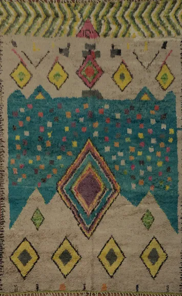 Multi-Tone Plush Moroccan Area Rug 7x10 for Eclectic Spaces