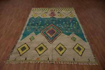Multi-Tone Plush Moroccan Area Rug 7x10 for Eclectic Spaces