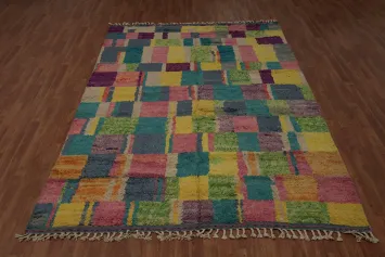 Geometric Plush Moroccan Area Rug 7x10 with Rich Colors
