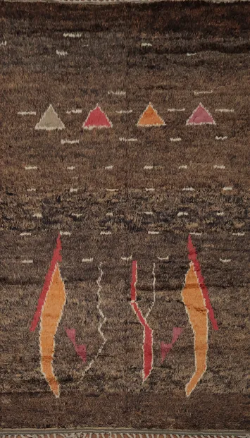 Plush Moroccan Area Rug 6x10 in Warm Tones with Artistic Highlights