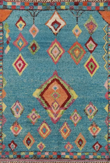 Light Blue Plush Moroccan Oriental Area Rug 8x10