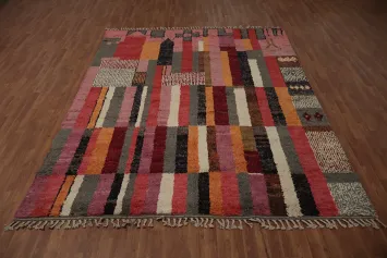 Plush Moroccan Area Rug 8x10 with Abstract and Linear Patterns