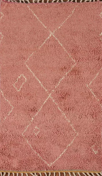 Handmade Pink Plush Moroccan Accent Rug 3x5