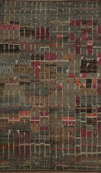 Artistic Flair Wool Patchwork Plush Moroccan Large Rug 10x15