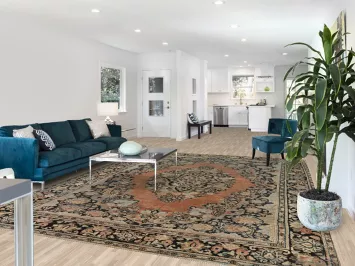 Antique Floral Wool Mahal Persian Area Rug 9x12