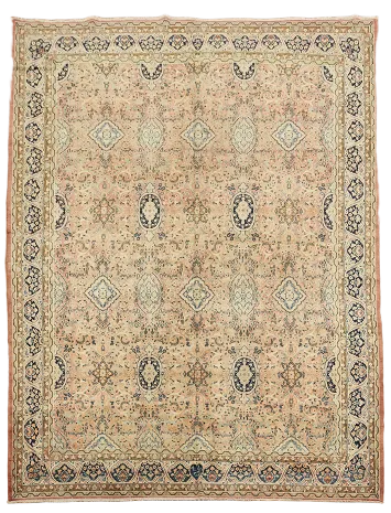 Vintage All-Over Coral Pink Kerman Persian Area Rug 10x13 ft