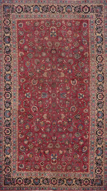 Handmade Floral Mashad Persian Large Rug 10x16