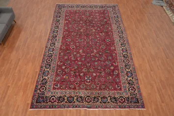 Handmade Floral Mashad Persian Large Rug 10x16