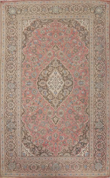 Handmade Pink Mashad Persian Area Rug 6x10