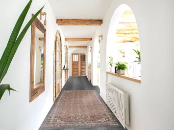 Distressed Wool Hamedan Persian Runner Rug 3x9