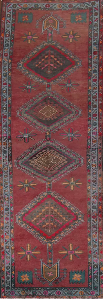 Tribal Wool Vintage Ardebil Persian Runner Rug 3x13