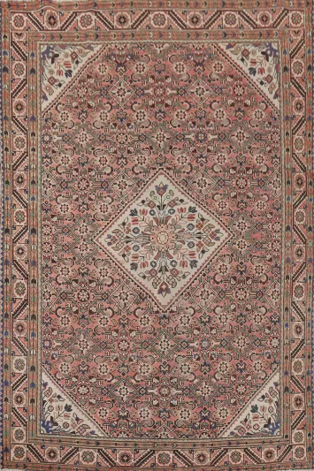 Geometric Pink Hamedan Persian Area Rug 7x10