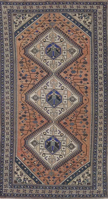 Geometric Wool Bakhtiari Persian Living Room Rug 5x10