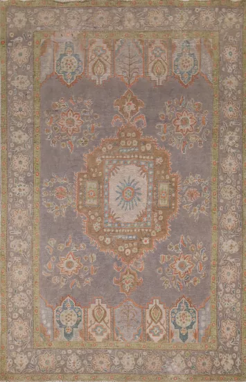 Gray Distressed Wool Tabriz Persian Area Rug 7x10