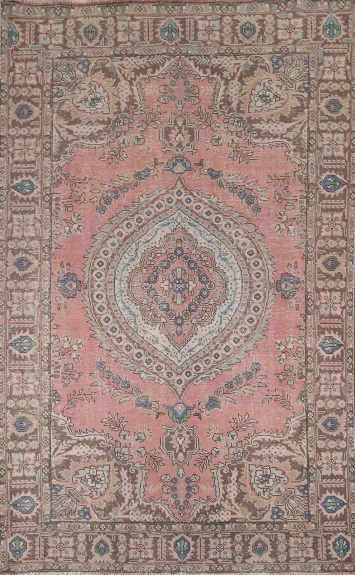Handmade Pink Wool Tabriz Persian Area Rug 7x10