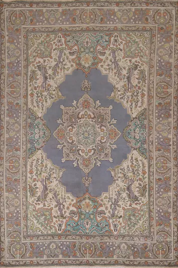 Vintage Geometric Tabriz Persian Area Rug 6x10