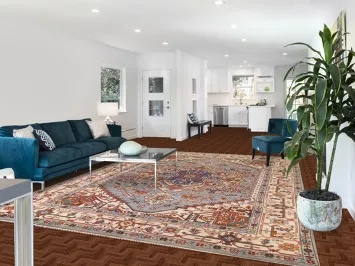 Geometric Wool Heriz Serapi Indian Area Rug 9x12