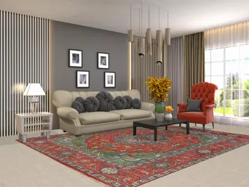 Animals Design Heriz Serapi Indian Area Rug 8x10