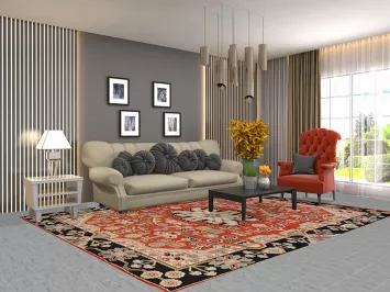 Orange Wool Geometric Kazak Indian Area Rug 8x10