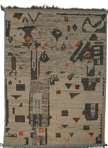 Earth Tone Wool Moroccan Abstract Area Rug 9x12