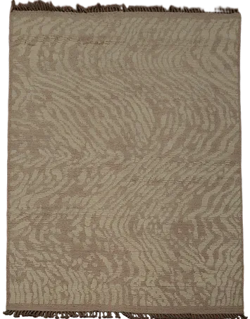 Sophisticated Moroccan Area Rug 8x10 with Wavy Zebra Stripes Design