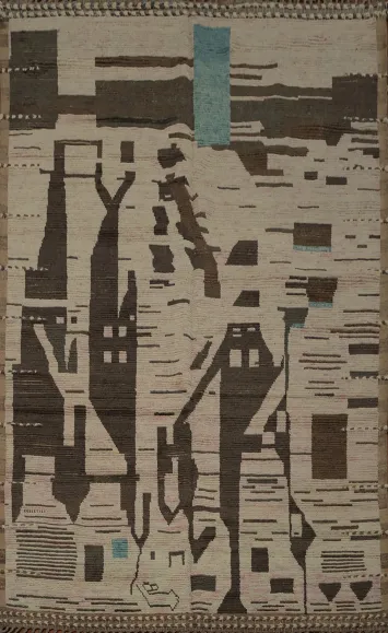 Art-Inspired Moroccan Modern Area Rug 8x12 with Urban Abstract Style