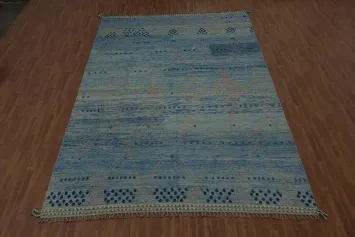 Blue Handmade Moroccan Oriental Large Rug 10x15