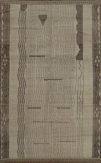 Earth Tone Wool Moroccan Modern Area Rug 9x12