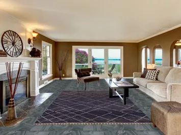 Navy Blue Trellis Moroccan Wool Area Rug 7x10