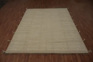 Earth Tone Wool Moroccan Living Room Rug 8x10