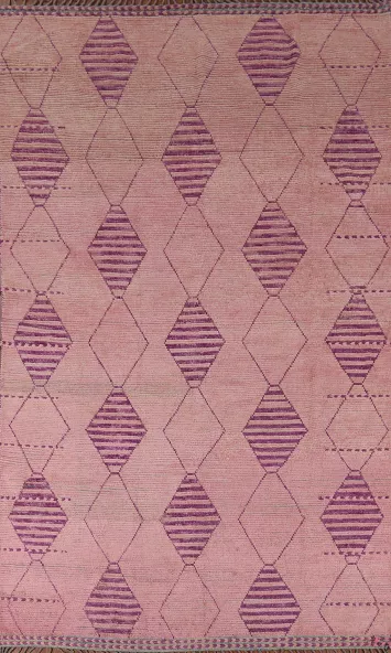 All-Over Pink Geometric Moroccan Area Rug 8x12