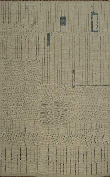 Elegant Moroccan Large Rug 12x15 Featuring Linear Abstract Art