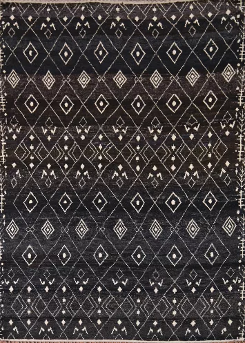 Dark Blue & Brown Moroccan Oriental Area Rug 8x10