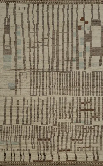 Earth Tone Wool Moroccan Modern Area Rug 9x12