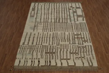 Earth Tone Wool Moroccan Modern Area Rug 9x12
