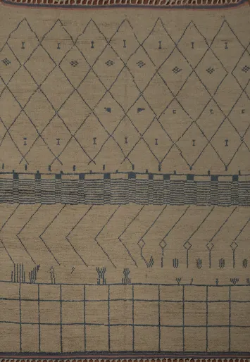 Earth Tone Trellis Wool Moroccan Oriental Area Rug 8x9