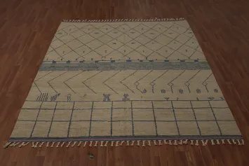 Earth Tone Trellis Wool Moroccan Oriental Area Rug 8x9